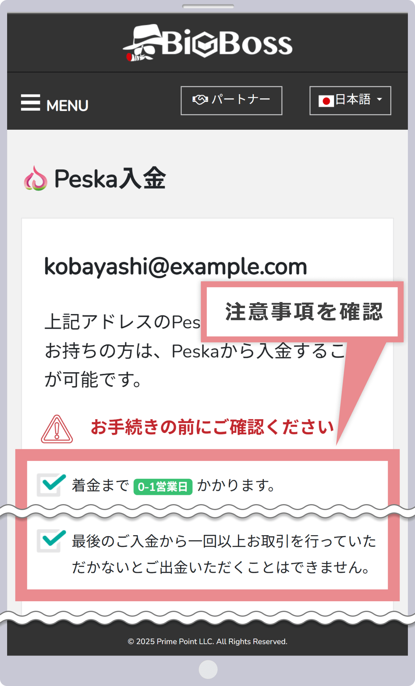 注意事項の確認