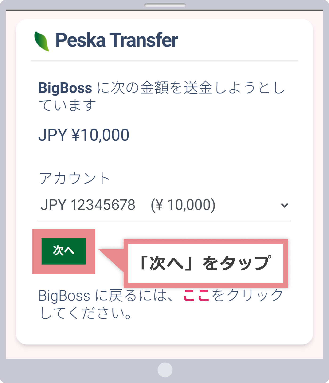 Peskaの送金手続き